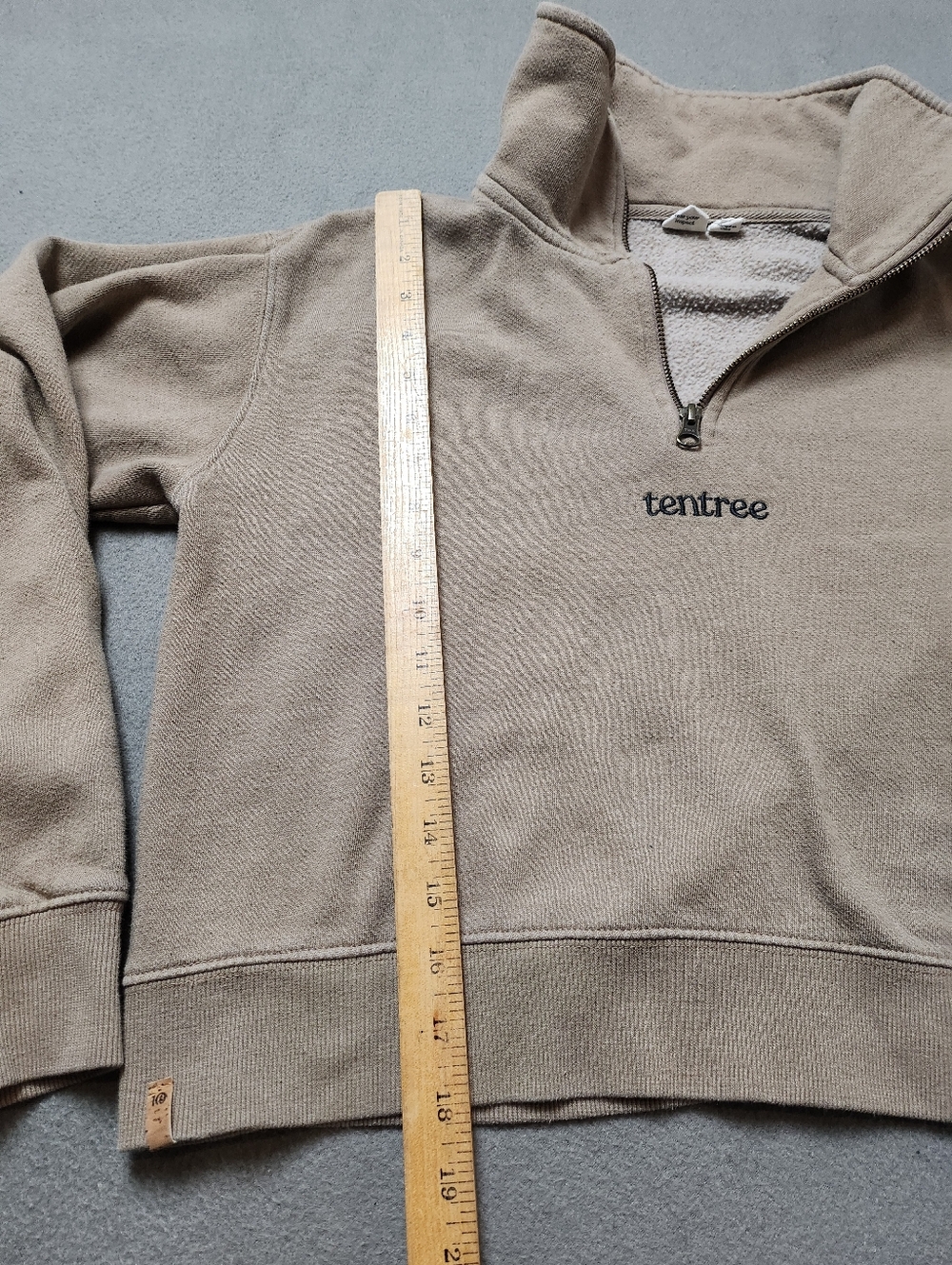 Tentree Beige Quarter-Zip Cropped Sweatshirt Pullover Sz Med - Picture 15 of 15